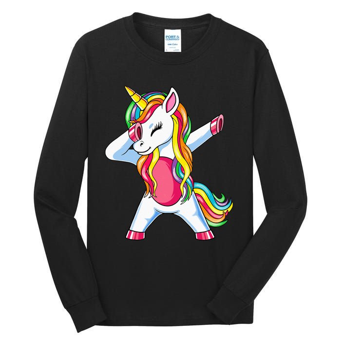 Dabbing Unicorn Party Birthday Gift for Mommy Daddy Tall Long Sleeve T-Shirt