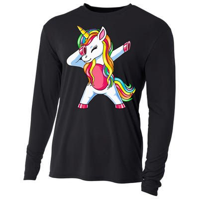 Dabbing Unicorn Party Birthday Gift for Mommy Daddy Cooling Performance Long Sleeve Crew