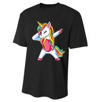 Dabbing Unicorn Party Birthday Gift for Mommy Daddy Performance Sprint T-Shirt