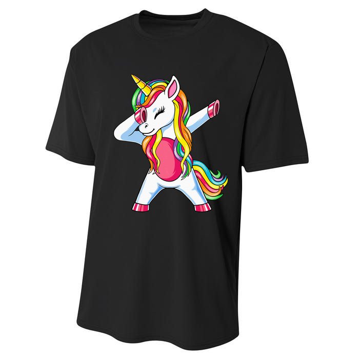 Dabbing Unicorn Party Birthday Gift for Mommy Daddy Performance Sprint T-Shirt