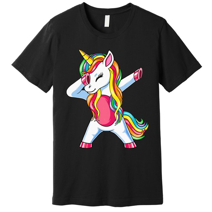 Dabbing Unicorn Party Birthday Gift for Mommy Daddy Premium T-Shirt