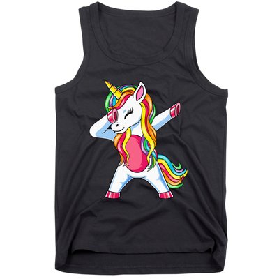 Dabbing Unicorn Party Birthday Gift for Mommy Daddy Tank Top