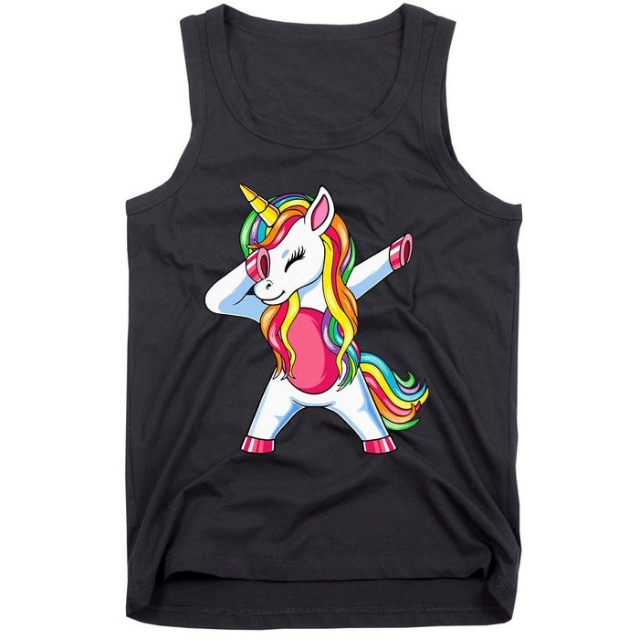 Dabbing Unicorn Party Birthday Gift for Mommy Daddy Tank Top