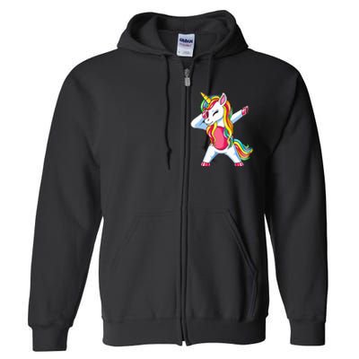 Dabbing Unicorn Party Birthday Gift for Mommy Daddy Full Zip Hoodie