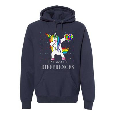 Dabbing Unicorn Puzzle Ribbon Autism Awareness Premium Hoodie