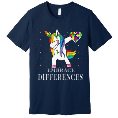 Dabbing Unicorn Puzzle Ribbon Autism Awareness Premium T-Shirt