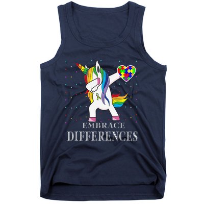 Dabbing Unicorn Puzzle Ribbon Autism Awareness Tank Top