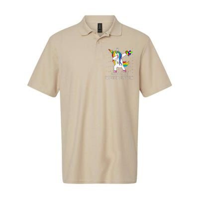 Dabbing Unicorn Puzzle Ribbon Autism Awareness Softstyle Adult Sport Polo