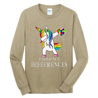 Dabbing Unicorn Puzzle Ribbon Autism Awareness Tall Long Sleeve T-Shirt