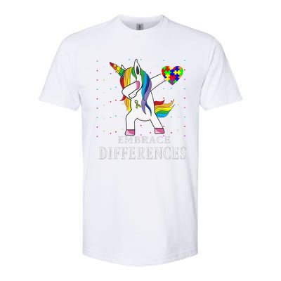 Dabbing Unicorn Puzzle Ribbon Autism Awareness Softstyle® CVC T-Shirt