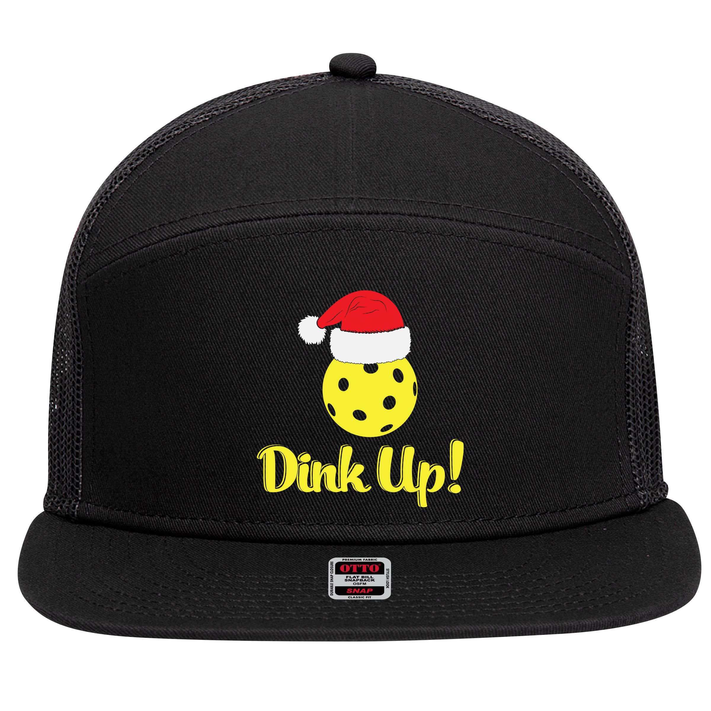 Dink Up Pickleball Christmas Santa Hat 7 Panel Mesh Trucker Snapback Hat