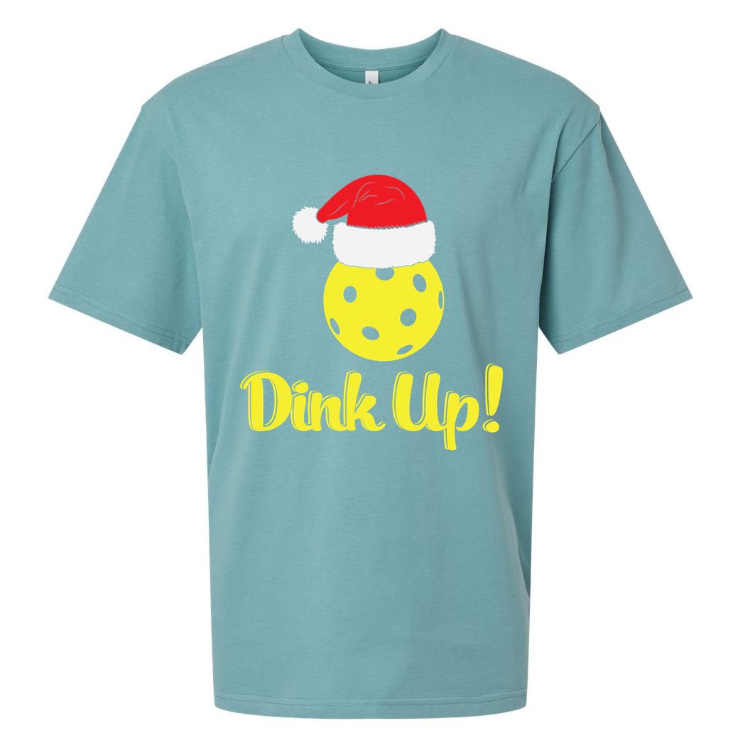 Dink Up Pickleball Christmas Santa Hat Sueded Cloud Jersey T-Shirt