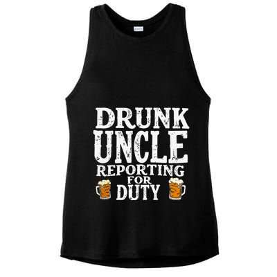 Drunk Uncle Reporting For Duty Ladies PosiCharge Tri-Blend Wicking Tank