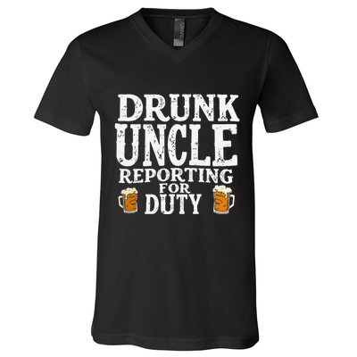 Drunk Uncle Reporting For Duty V-Neck T-Shirt