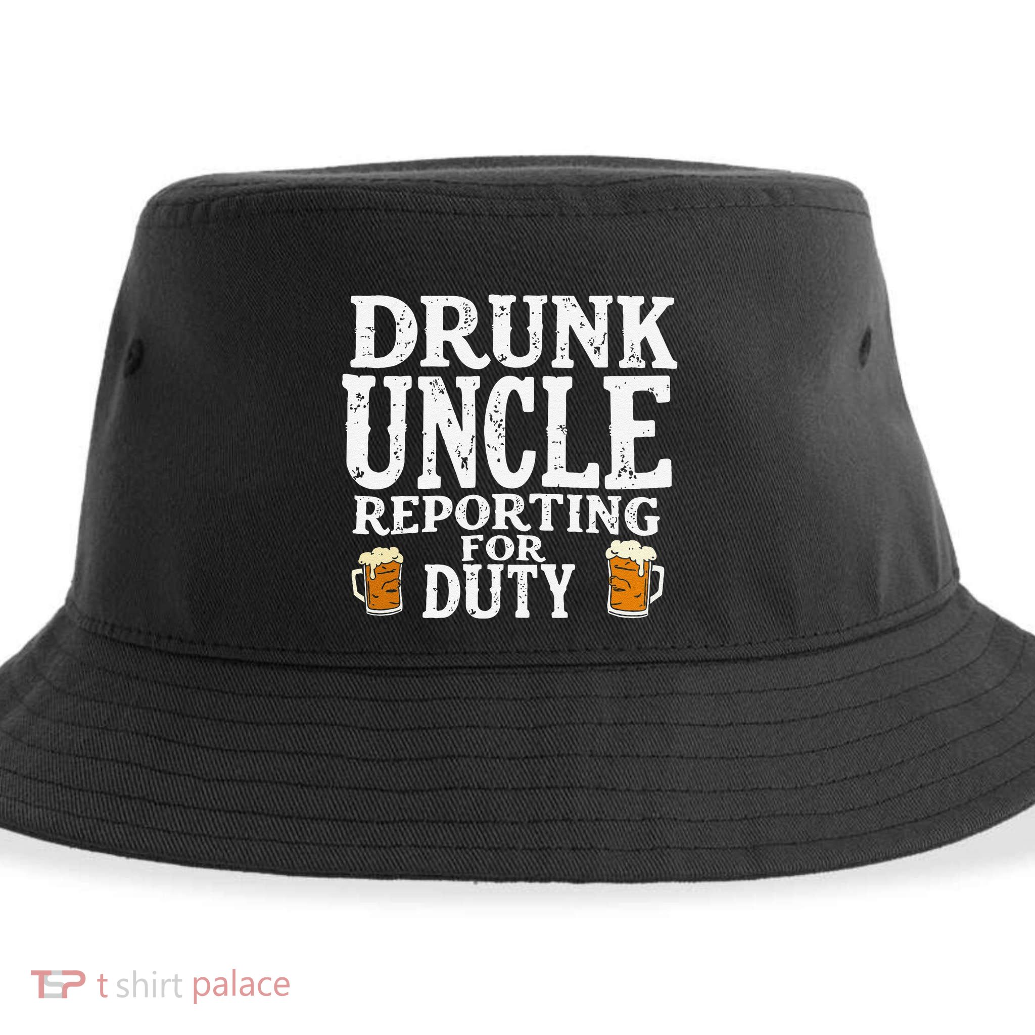 Drunk Uncle Reporting For Duty Sustainable Bucket Hat