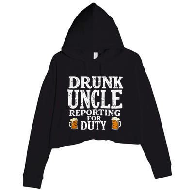 Drunk Uncle Reporting For Duty Crop Fleece Hoodie