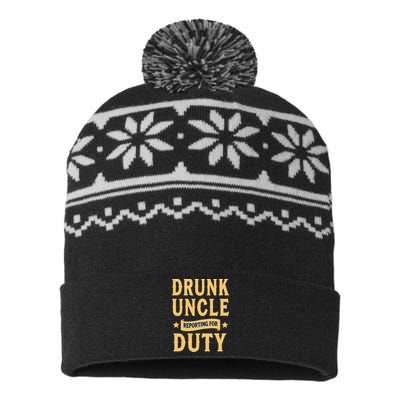 Drunk Uncle Reporting For Duty (9) USA-Made Snowflake Beanie