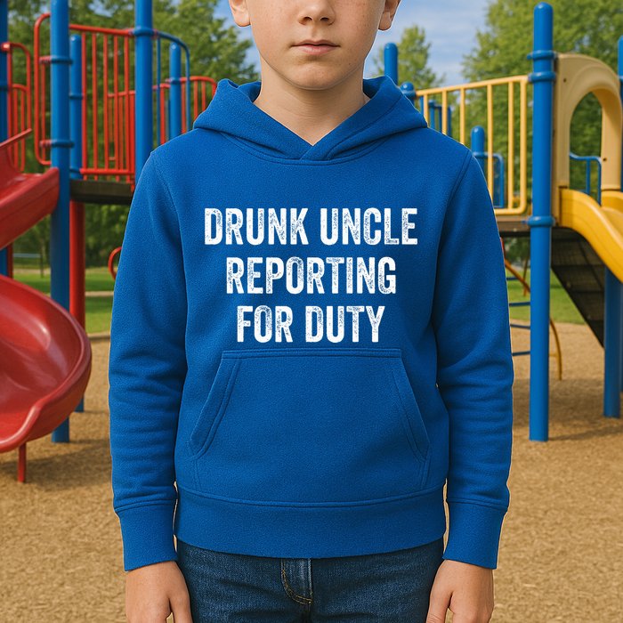 Drunk Uncle Reporting For Duty Kids Hoodie