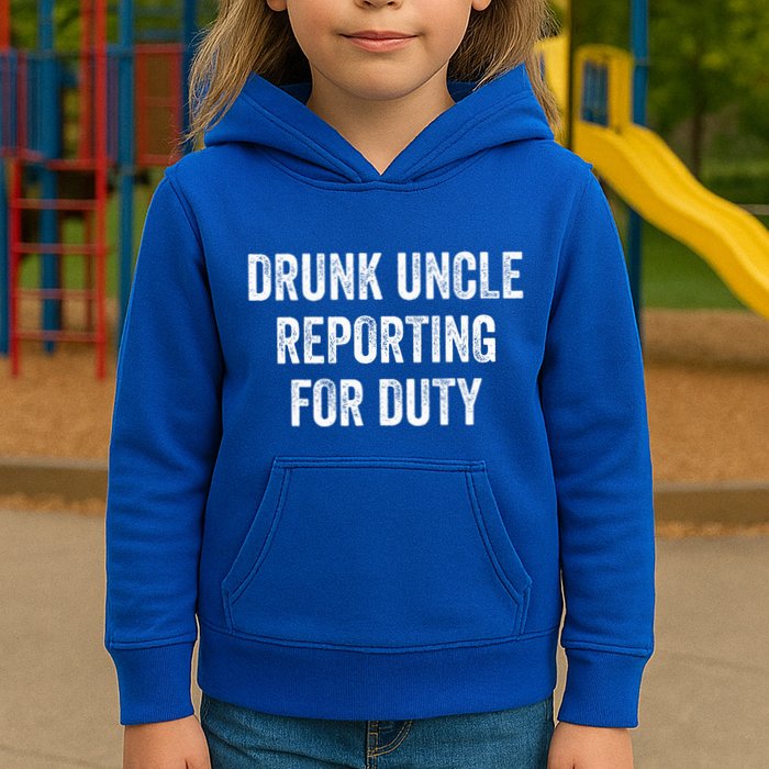 Drunk Uncle Reporting For Duty Kids Hoodie