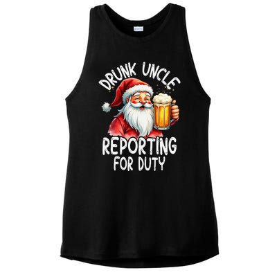 Drunk Uncle Reporting For Duty Xmas Christmas Uncle Ladies PosiCharge Tri-Blend Wicking Tank