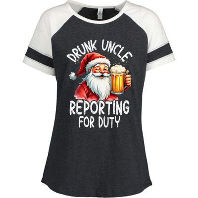 Drunk Uncle Reporting For Duty Xmas Christmas Uncle Enza Ladies Jersey Colorblock Tee