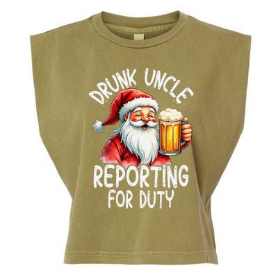 Drunk Uncle Reporting For Duty Xmas Christmas Uncle Garment-Dyed Women's Muscle Tee