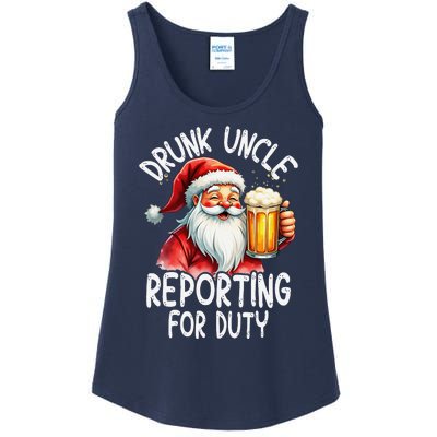 Drunk Uncle Reporting For Duty Xmas Christmas Uncle Ladies Essential Tank