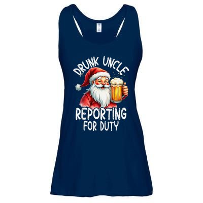 Drunk Uncle Reporting For Duty Xmas Christmas Uncle Ladies Essential Flowy Tank