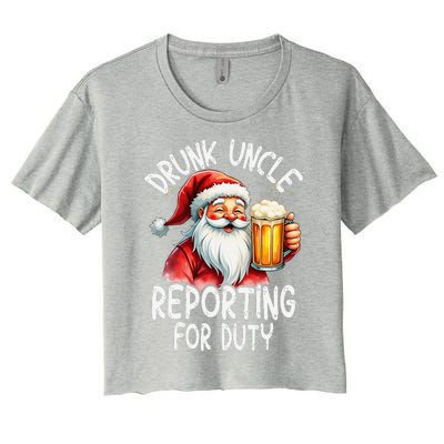 Drunk Uncle Reporting For Duty Xmas Christmas Uncle Women's Crop Top Tee