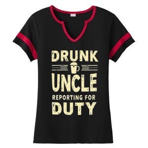 Drunk Uncle Reporting For Duty (13) Ladies Halftime Notch Neck Tee