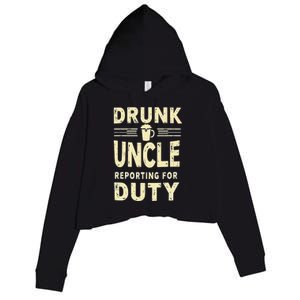 Drunk Uncle Reporting For Duty (13) Crop Fleece Hoodie