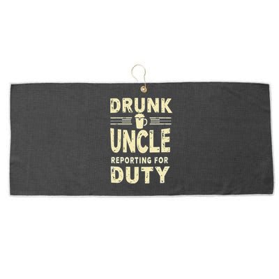 Drunk Uncle Reporting For Duty (13) Large Microfiber Waffle Golf Towel