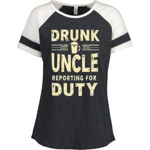 Drunk Uncle Reporting For Duty (13) Enza Ladies Jersey Colorblock Tee