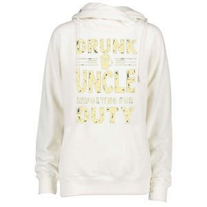 Drunk Uncle Reporting For Duty (13) Womens Funnel Neck Pullover Hood