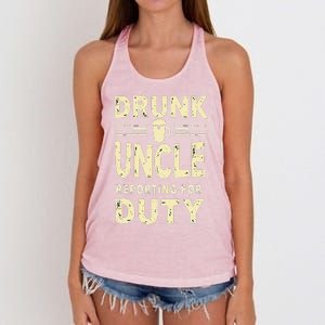 Drunk Uncle Reporting For Duty (13) Women's Knotted Racerback Tank