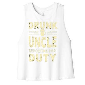 Drunk Uncle Reporting For Duty (13) Women's Racerback Cropped Tank