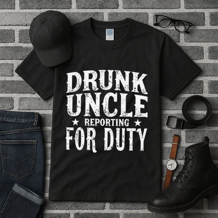 Drunk Uncle Reporting For Duty Drunk Uncle Funny Drinking Tall T-Shirt