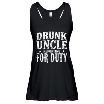 Drunk Uncle Reporting For Duty Drunk Uncle Funny Drinking Ladies Essential Flowy Tank