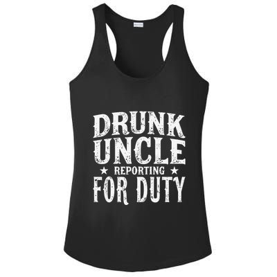 Drunk Uncle Reporting For Duty Drunk Uncle Funny Drinking Ladies PosiCharge Competitor Racerback Tank