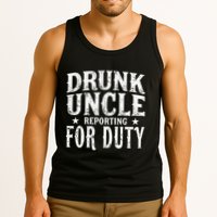 Drunk Uncle Reporting For Duty Drunk Uncle Funny Drinking Tank Top
