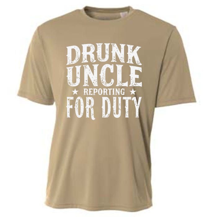 Drunk Uncle Reporting For Duty Drunk Uncle Funny Drinking Cooling Performance Crew T-Shirt