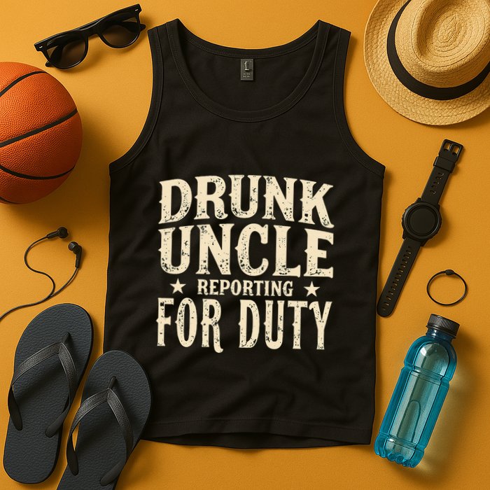 Drunk Uncle Reporting For Duty Funny Tank Top
