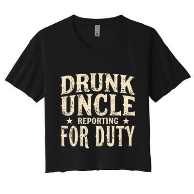 Drunk Uncle Reporting For Duty Funny Crop Top