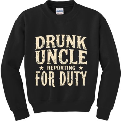 Drunk Uncle Reporting For Duty Funny Kids Sweatshirt