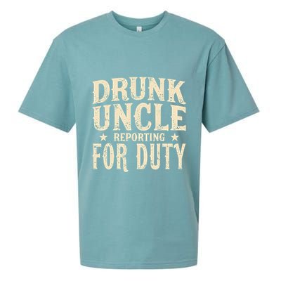 Drunk Uncle Reporting For Duty Funny Sueded Cloud Jersey T-Shirt