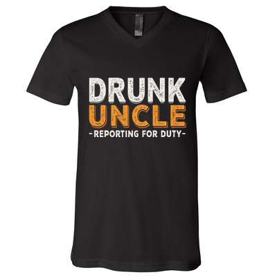 Drunk Uncle Reporting For Duty V-Neck T-Shirt