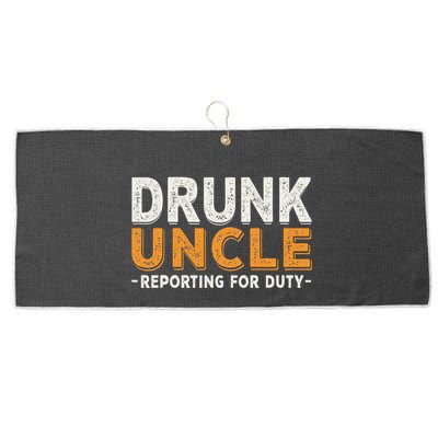 Drunk Uncle Reporting For Duty Large Microfiber Waffle Golf Towel