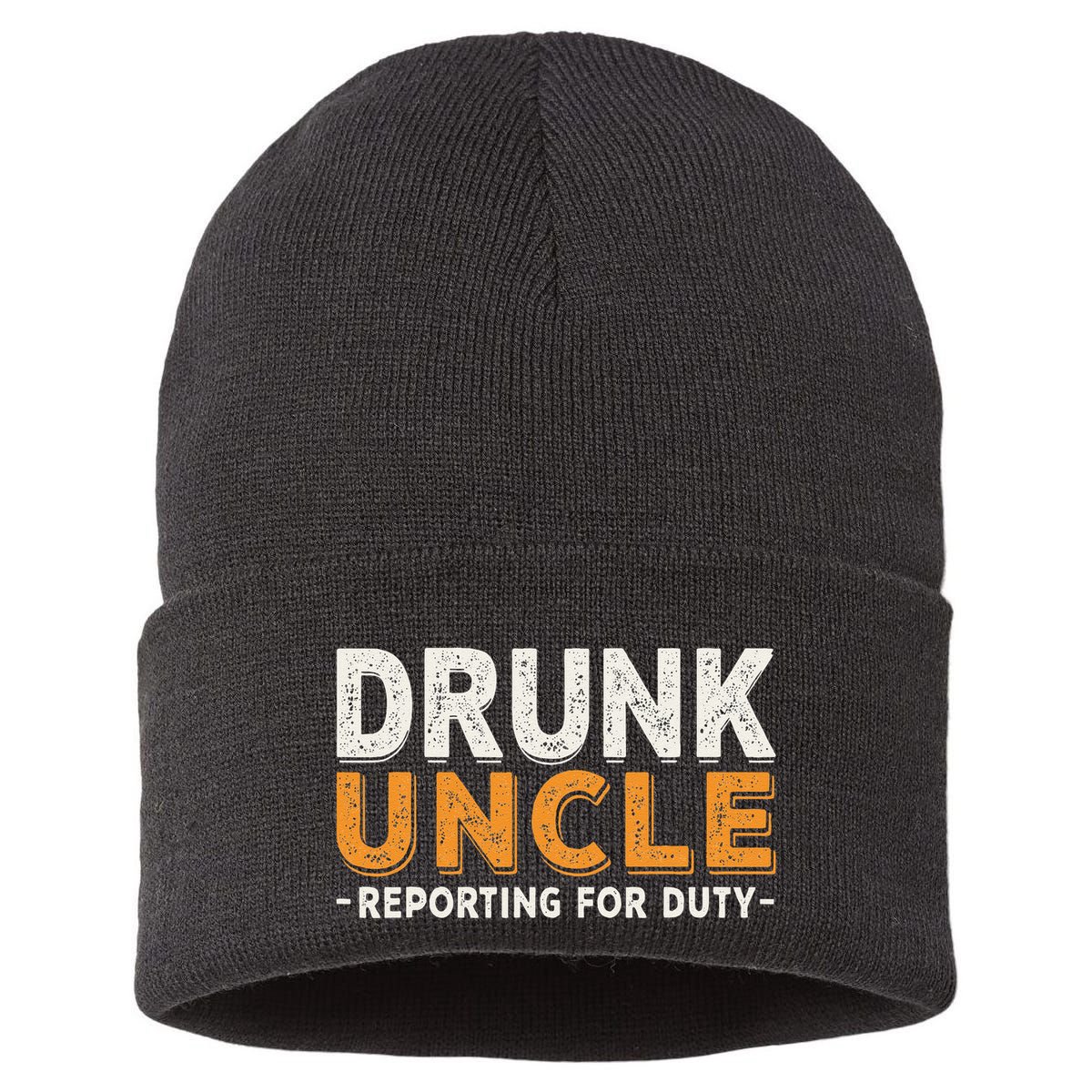 Drunk Uncle Reporting For Duty Sustainable Knit Beanie