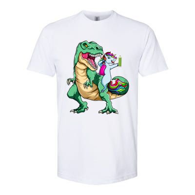 Dabbing Unicorn Riding Dinosaur 100 Days Of School Gift Softstyle® CVC T-Shirt