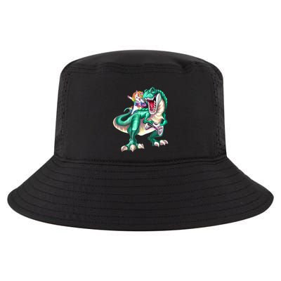 Dabbing Unicorn Riding Dinosaur Gamer Video Game Gift Cool Comfort Performance Bucket Hat